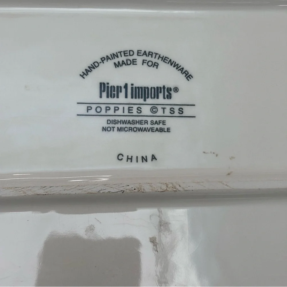 Pier 1 Poppies Earthenware Hand Painted Serving Tray